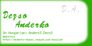 dezso anderko business card